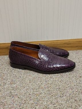 Etro Purple Croc-Embossed Leather Penny Loafers Men's 44 (US 11) office Business